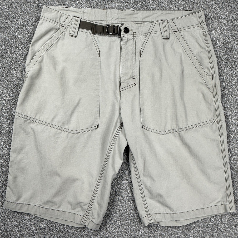 Outdoor Research Mens 34 Khaki Ripstop Hiking Shorts 11" Inseam Integrated Belt